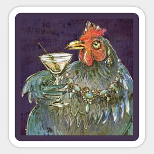 Martini Drinking Chicken Sticker